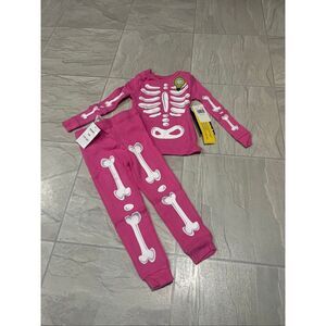 Komar Kids Pink Skeleton Glow In The Dark 2pc Jammy Set Girls 24 Months NEW